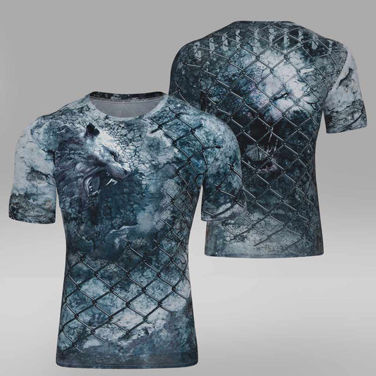 MMA-T Shirt | Carved From Rock Design | Polyester |  X Small to 2Xlarge men's |  Blue Green