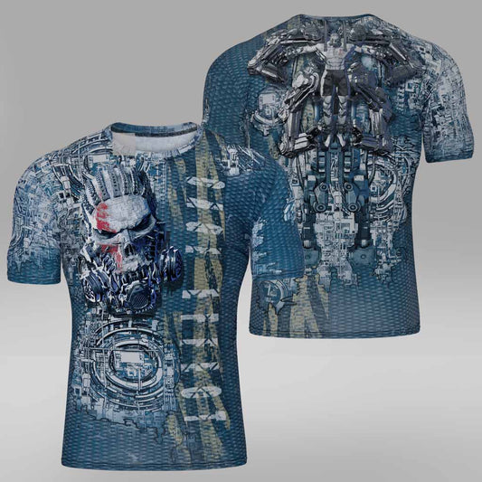 MMA-T Shirt | Machined to Fight Design | Polyester |  X Small to 2Xlarge men's |  Blue Red