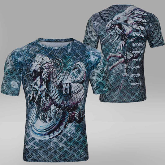 MMA-T Shirt | Metal Clad Design | Polyester |  X Small to 2Xlarge men's |  Blue Green