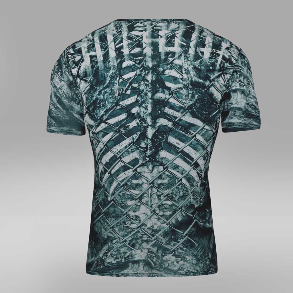 Men's Gym -T Shirt Cage Effect  Polyester Cotton Stretch