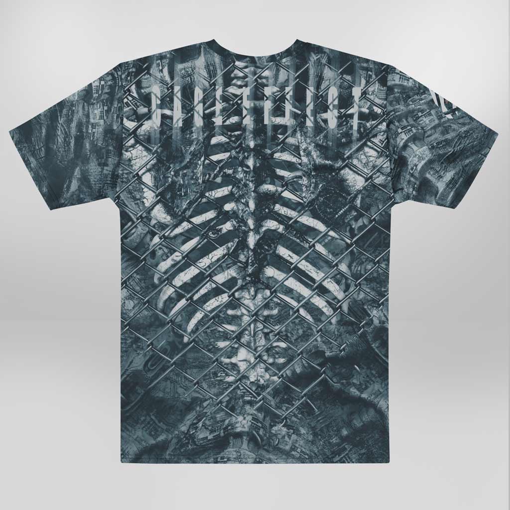 Men's Gym -T Shirt Cage Effect  Polyester Cotton Stretch