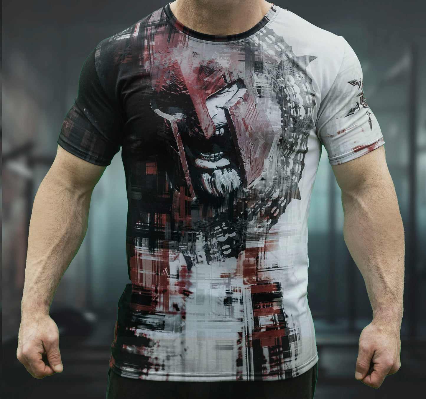 Men's Gym T-Shirt 'War Face' Polyester Cotton Stretch