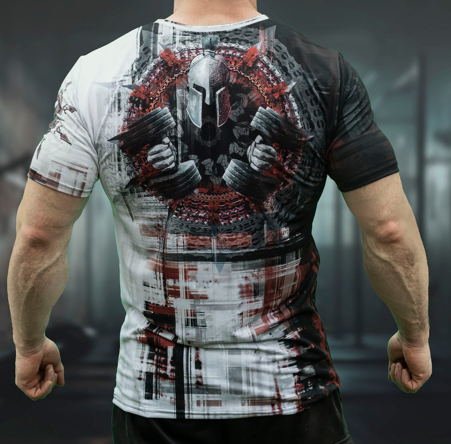 Men's Gym T-Shirt 'War Face' Polyester Cotton Stretch