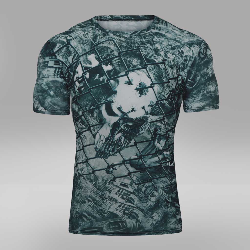 Men's Gym -T Shirt Cage Effect  Polyester Cotton Stretch