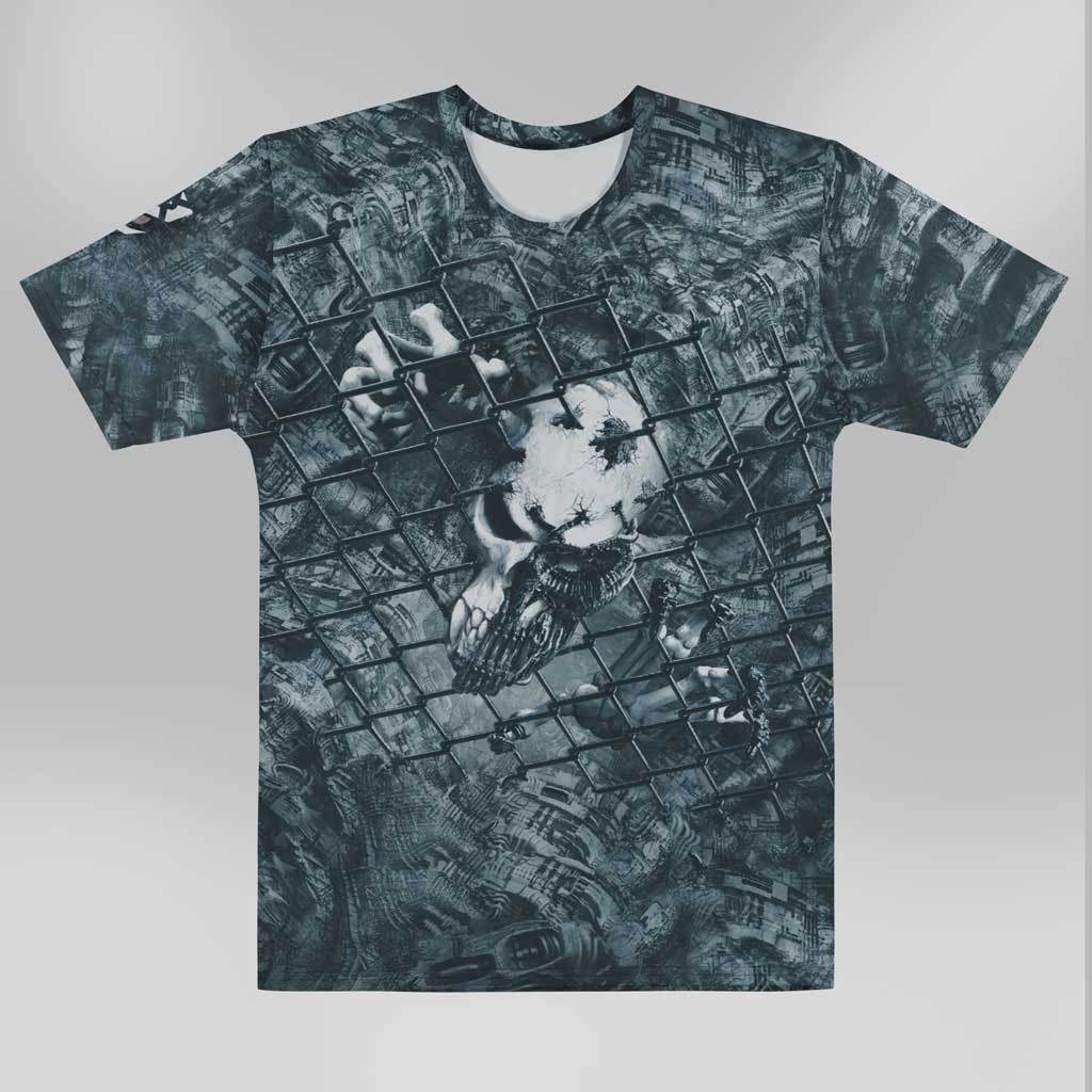 Men's Gym -T Shirt Cage Effect  Polyester Cotton Stretch