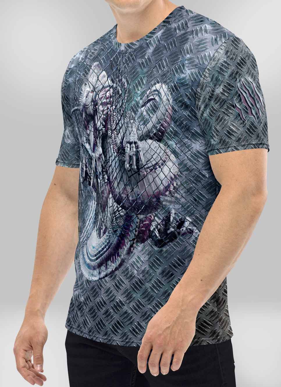 Men's Gym T-Shirt  'Metal Clad '  Polyester Cotton Stretch