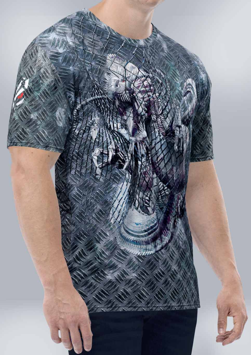 Men's Gym T-Shirt  'Metal Clad '  Polyester Cotton Stretch