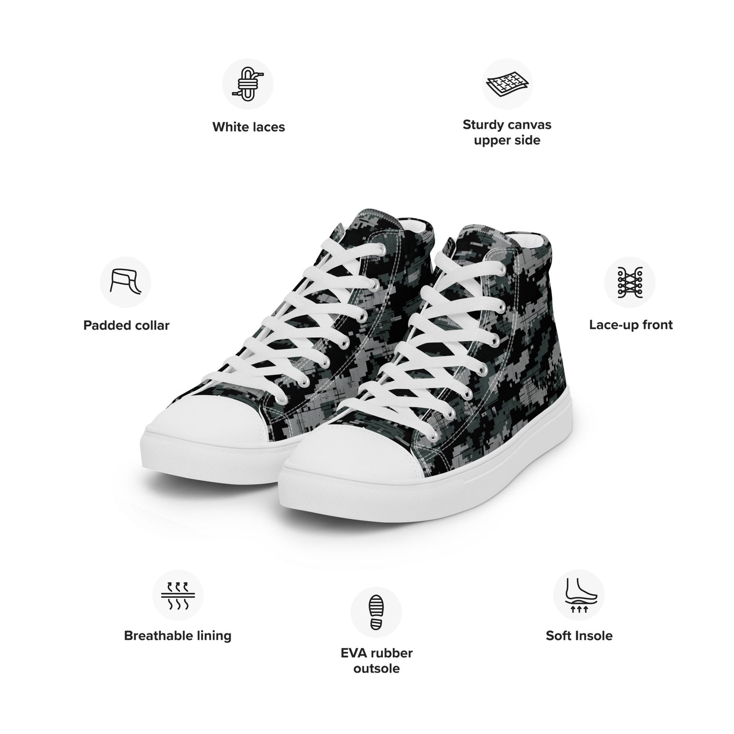 Men’s high top Digital Camo canvas shoes