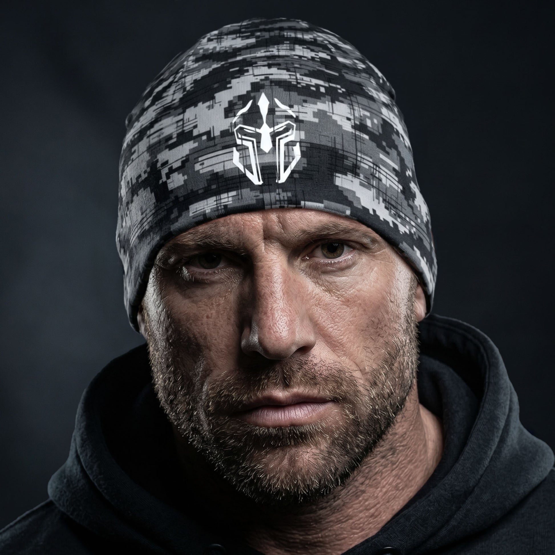 Warrior Digital Camo Gym Beanie - Tactical Pattern Performance Headwear for Bodybuilding and MMA Training