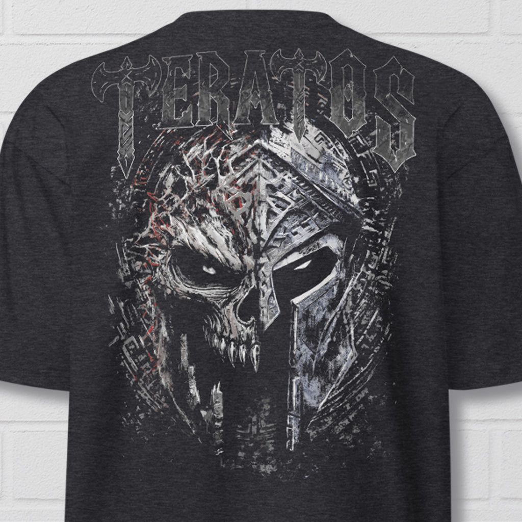 TERATOS 'Unbroken Helm' STANDARD FIT premium cotton T-Shirt Charcoal Grey