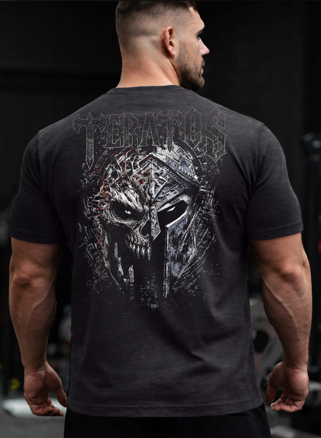 TERATOS 'Unbroken Helm' STANDARD FIT premium cotton T-Shirt Charcoal Grey