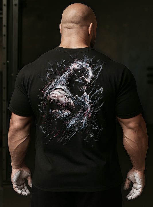 MUT8  'Tormented Steel' premium BULK FIT cotton T- Shirt Black - Winter Stronghold
