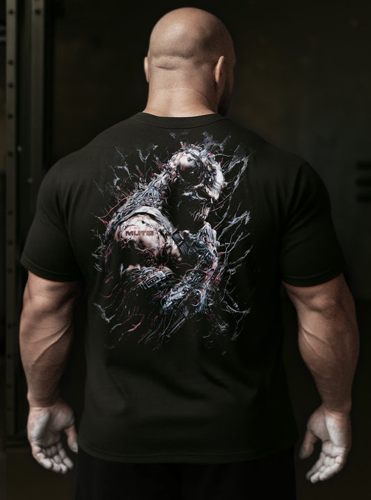 MUT8  'Tormented Steel' premium BULK FIT cotton T- Shirt Black