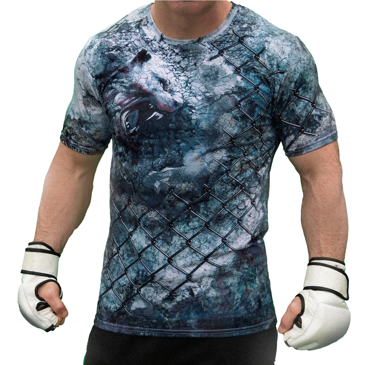 MMA-T Shirt | Carved From Rock Design | Polyester |  X Small to 2Xlarge men's |  Blue Green