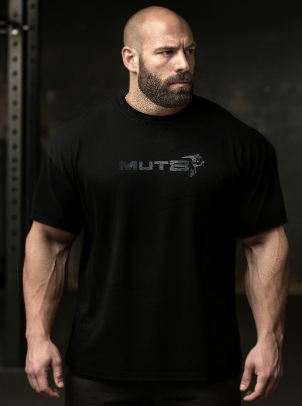 MUT8  'Tormented Steel' premium BULK FIT cotton T- Shirt Black - Winter Stronghold