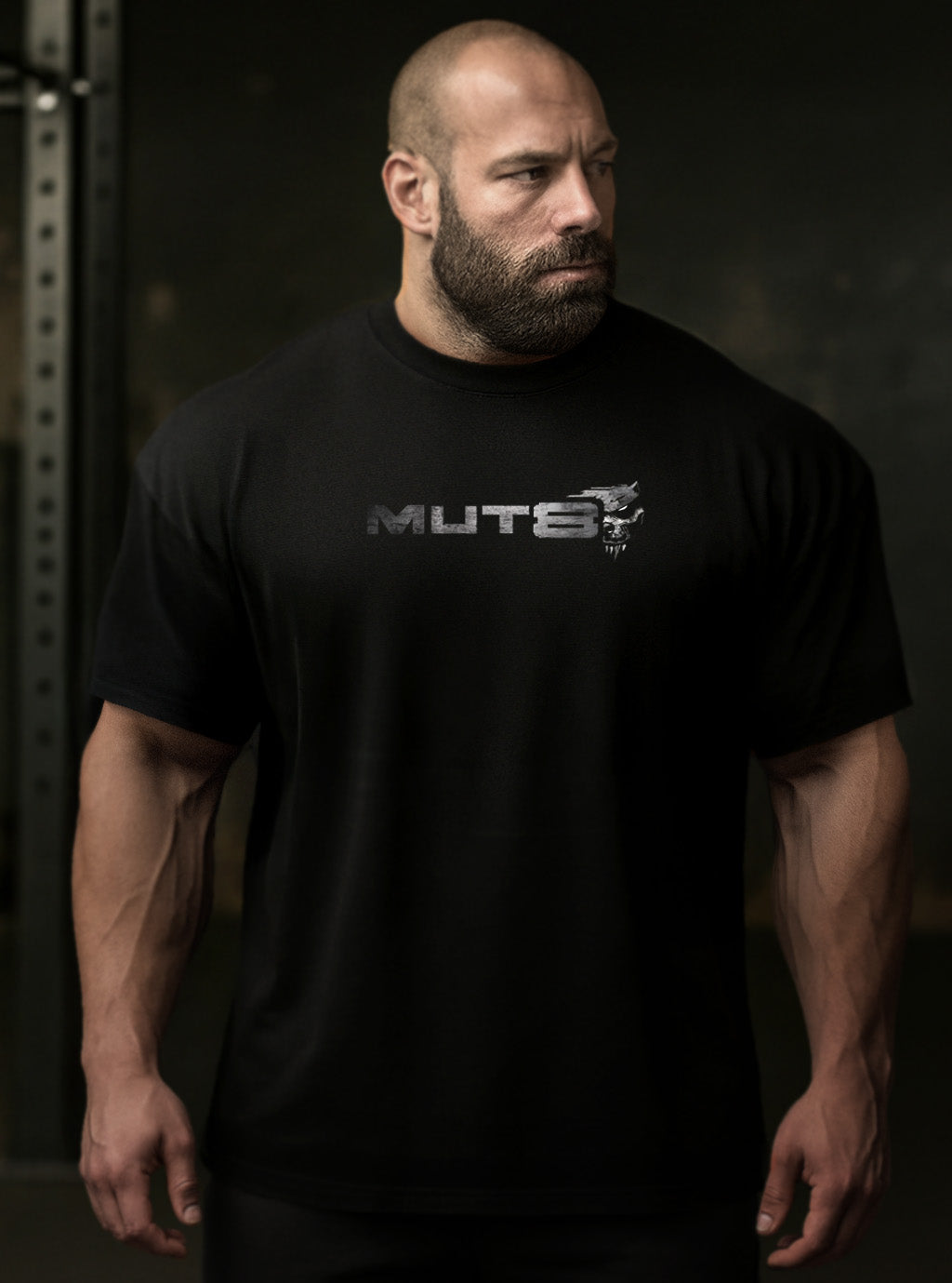 MUT8 'Ripped & Rabid'  premium BULK FIT cotton T- Shirt Black -Winter Stronghold