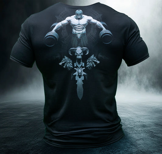 Men's Gym T-Shirt 'Warrior Lift '   Polyester Cotton Stretch