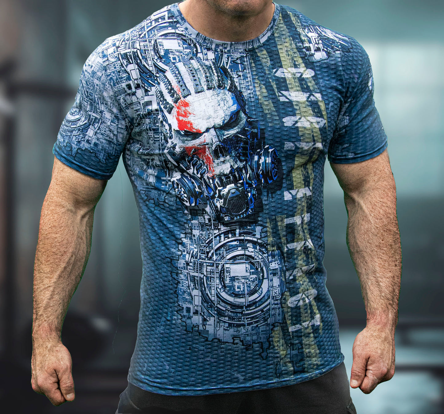 Men's Gym T-Shirt  'Machined for War'  Polyester Cotton Stretch