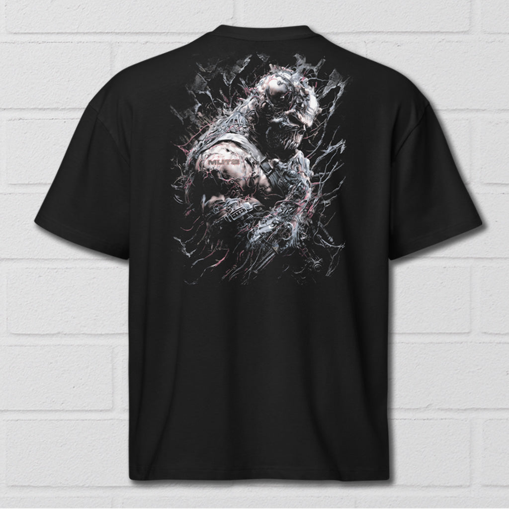 MUT8  'Tormented Steel' premium BULK FIT cotton T- Shirt Black - Winter Stronghold
