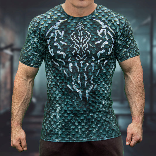 Men's Gym T-Shirt  'Dragon Steal'  Polyester  Cotton Stretch